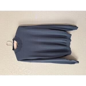 Silk & Cotton Knit Mock Turtleneck Sweater Size Large Pronto Uomo Blue